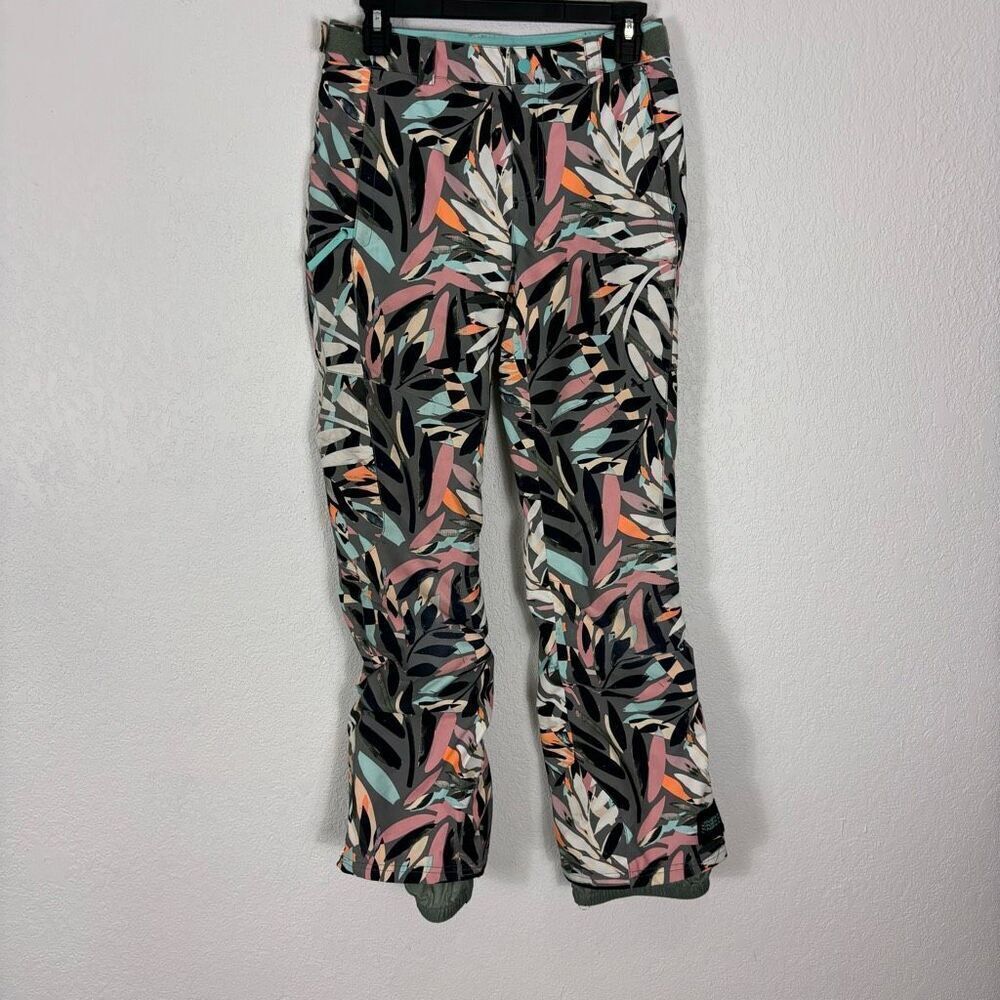 O'Neill Hyperdry Girl's Snowpants Grey with Colorful Leaf Print Size US 12